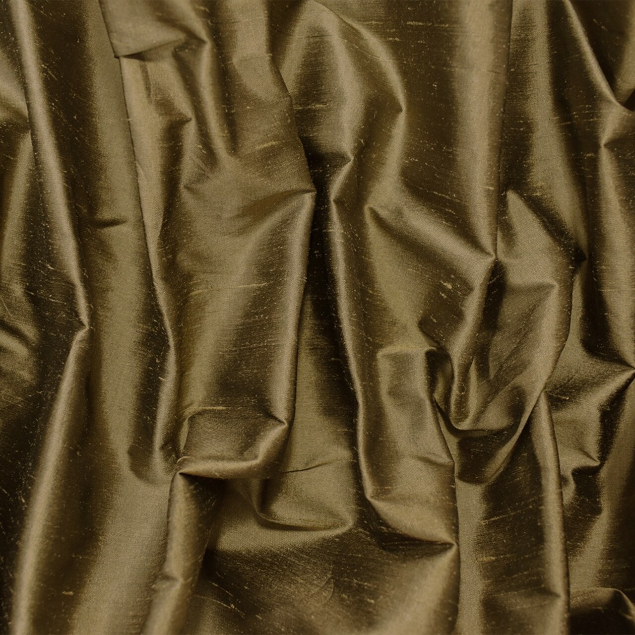 Taupe Brown-Black Beige Silk Iridescent Dupioni Woven Fabric By the Yard